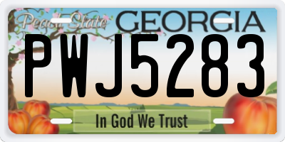 GA license plate PWJ5283