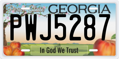 GA license plate PWJ5287