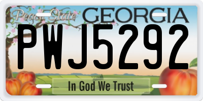 GA license plate PWJ5292