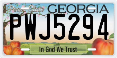 GA license plate PWJ5294