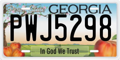 GA license plate PWJ5298
