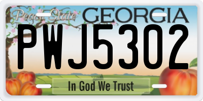 GA license plate PWJ5302