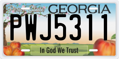 GA license plate PWJ5311