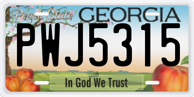 GA license plate PWJ5315