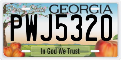 GA license plate PWJ5320