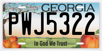 GA license plate PWJ5322