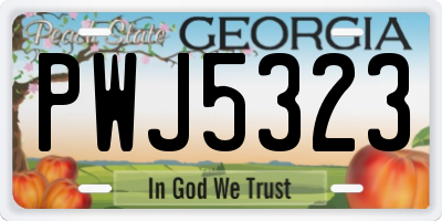 GA license plate PWJ5323