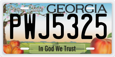 GA license plate PWJ5325