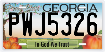 GA license plate PWJ5326