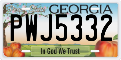 GA license plate PWJ5332