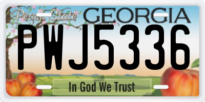 GA license plate PWJ5336