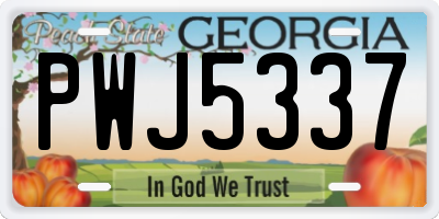 GA license plate PWJ5337