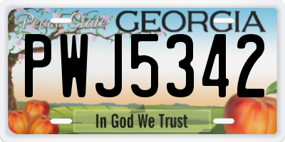 GA license plate PWJ5342