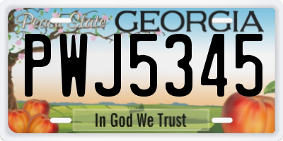 GA license plate PWJ5345