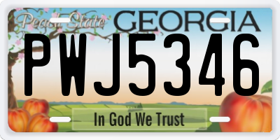 GA license plate PWJ5346