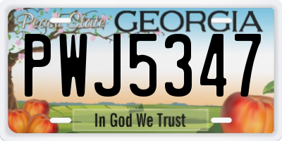 GA license plate PWJ5347