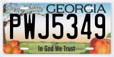 GA license plate PWJ5349