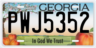 GA license plate PWJ5352