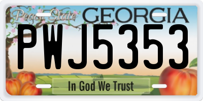 GA license plate PWJ5353