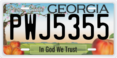 GA license plate PWJ5355