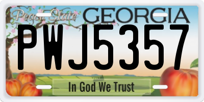 GA license plate PWJ5357
