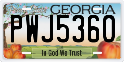 GA license plate PWJ5360