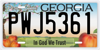 GA license plate PWJ5361