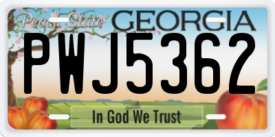 GA license plate PWJ5362