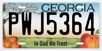GA license plate PWJ5364