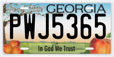 GA license plate PWJ5365
