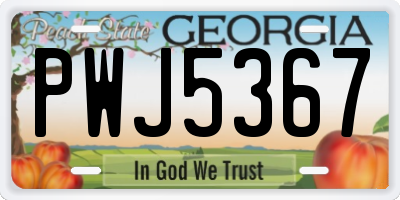 GA license plate PWJ5367