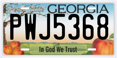 GA license plate PWJ5368