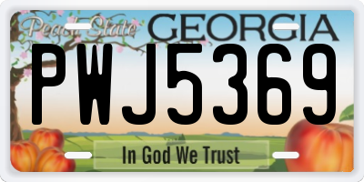GA license plate PWJ5369
