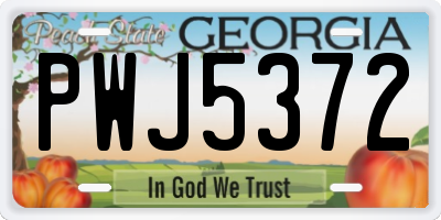 GA license plate PWJ5372