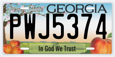 GA license plate PWJ5374