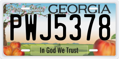 GA license plate PWJ5378
