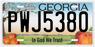 GA license plate PWJ5380