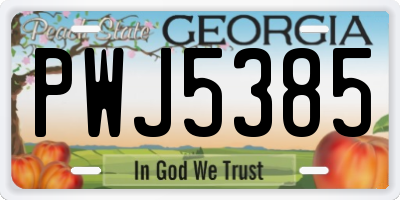 GA license plate PWJ5385