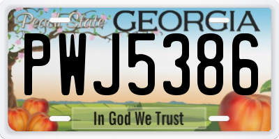 GA license plate PWJ5386