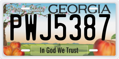 GA license plate PWJ5387