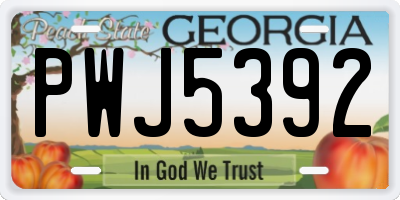 GA license plate PWJ5392