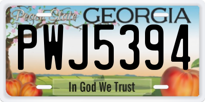GA license plate PWJ5394