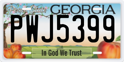 GA license plate PWJ5399