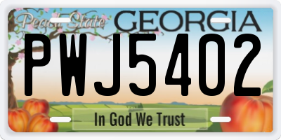GA license plate PWJ5402