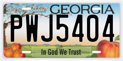 GA license plate PWJ5404