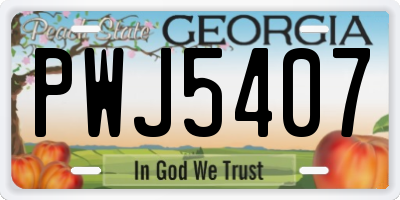 GA license plate PWJ5407