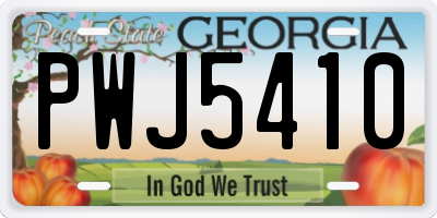 GA license plate PWJ5410