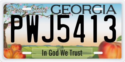 GA license plate PWJ5413