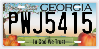 GA license plate PWJ5415