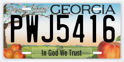GA license plate PWJ5416